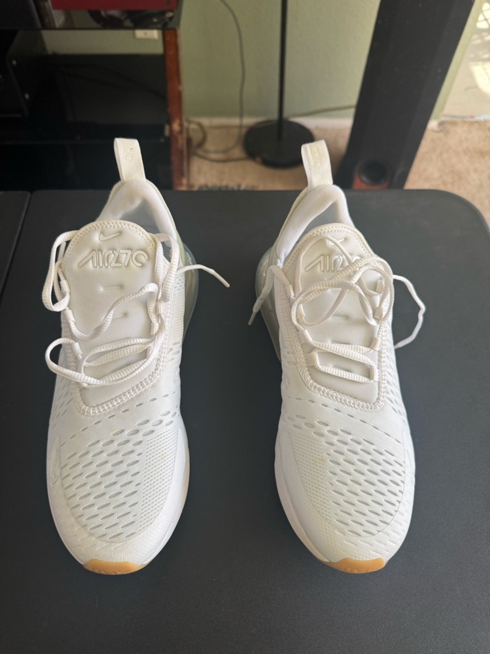 Nike White Air270 Mesh Sneakers with Gum Tip